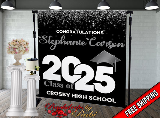 Graduation Backdrop, Prom, Graduation Photo Booth, Class of 2025 Backdrop, Class of 2025 Step and Repeat, Graduation Senior Prom Banner, Class of 2025