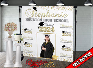 Graduation Backdrop, Sweet 16, Graduation Photo Booth, Class of 2024 Backdrop, Class of 2024 Step and Repeat, Graduation Senior Prom Banner, Class Of 2024
