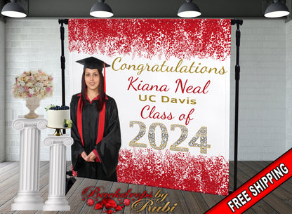 Graduation Backdrop, Sweet 16, Graduation Photo Booth, Class of 2024 Backdrop, Class of 2024 Step and Repeat, Graduation Senior Prom Banner, Class of 2024