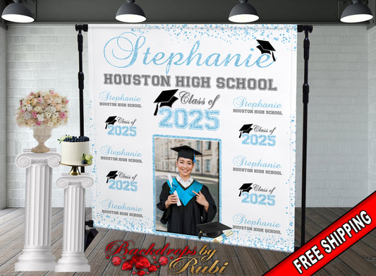 Graduation Backdrop, Sweet 16, Graduation Photo Booth, Class of 2025 Backdrop, Class of 2025 Step and Repeat, Graduation Senior Prom Banner, Class Of 2025