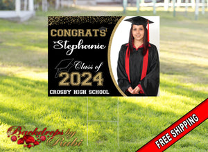 Graduation Yard Sign, Graduation Yard Sign with H-Stake, Graduation Sign, Class of 2023 Yard Sign, Senior Yard Sign, High School Yard Sign