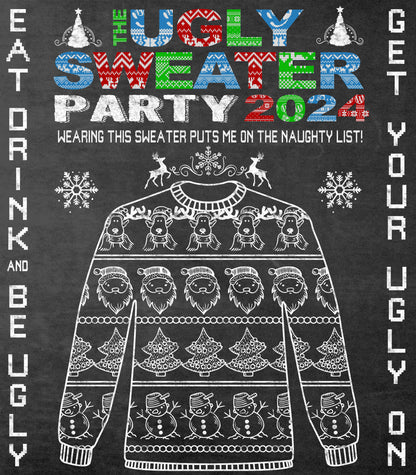 Ugly Sweater Holiday Party Photo Booth Backdrop, Ugly Sweater Party Backdrop, Festive backdrop, Ugly Sweater Banner