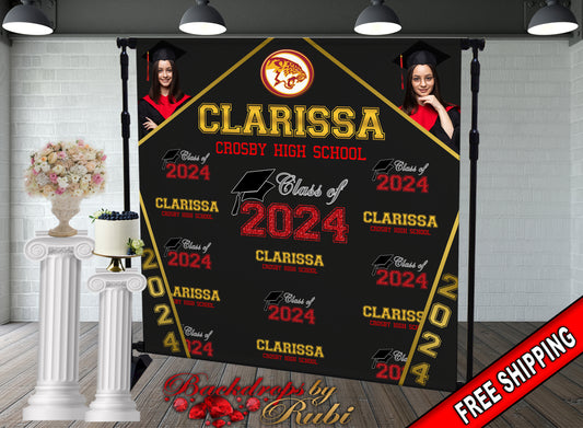Graduation Backdrop, Prom, Graduation Photo Booth, Class of 2024 Backdrop, Class of 2024 Step and Repeat, Graduation Senior Prom Banner, Class of 2024