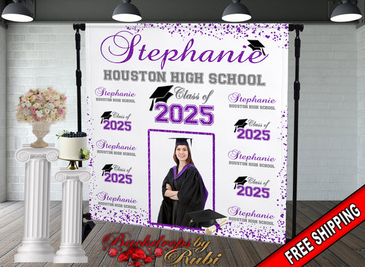 Graduation Backdrop, Prom, Graduation Photo Booth, Class of 2025 Backdrop, Class of 2025 Step and Repeat, Graduation Senior Prom Banner, Class of 2025