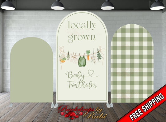Locally Grown Banner, Arched Chiara Locally Grown Banner, Locally Grown Banner Baby Shower Backdrop, Chiara Locally Grown Banner Backdrop
