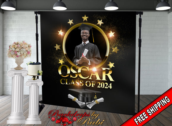 Graduation Backdrop, Sweet 16, Graduation Photo Booth, Class of 2024 Backdrop, Class of 2024 Step and Repeat, Graduation Senior Prom Banne