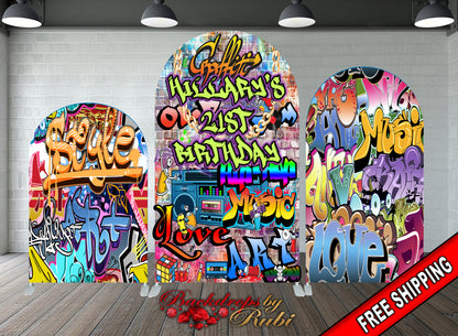 Graffiti Arched Backdrop, Graffiti Arched Banner, Arched 80's 90's Hip Hop Rock Party Backdrop, Graffiti Theme Backdrop, Hip Hop Banner