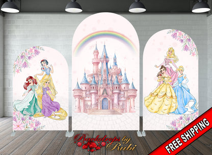 Princess Arched Pumpkin Banner, Arched Princess, Princess Baby Shower Backdrop, Chiara Princess Backdrop, Princess Birthday , Princess Collection Arch Backdrop Cover, Castle Theme Princess Birthday Arch Backdrop