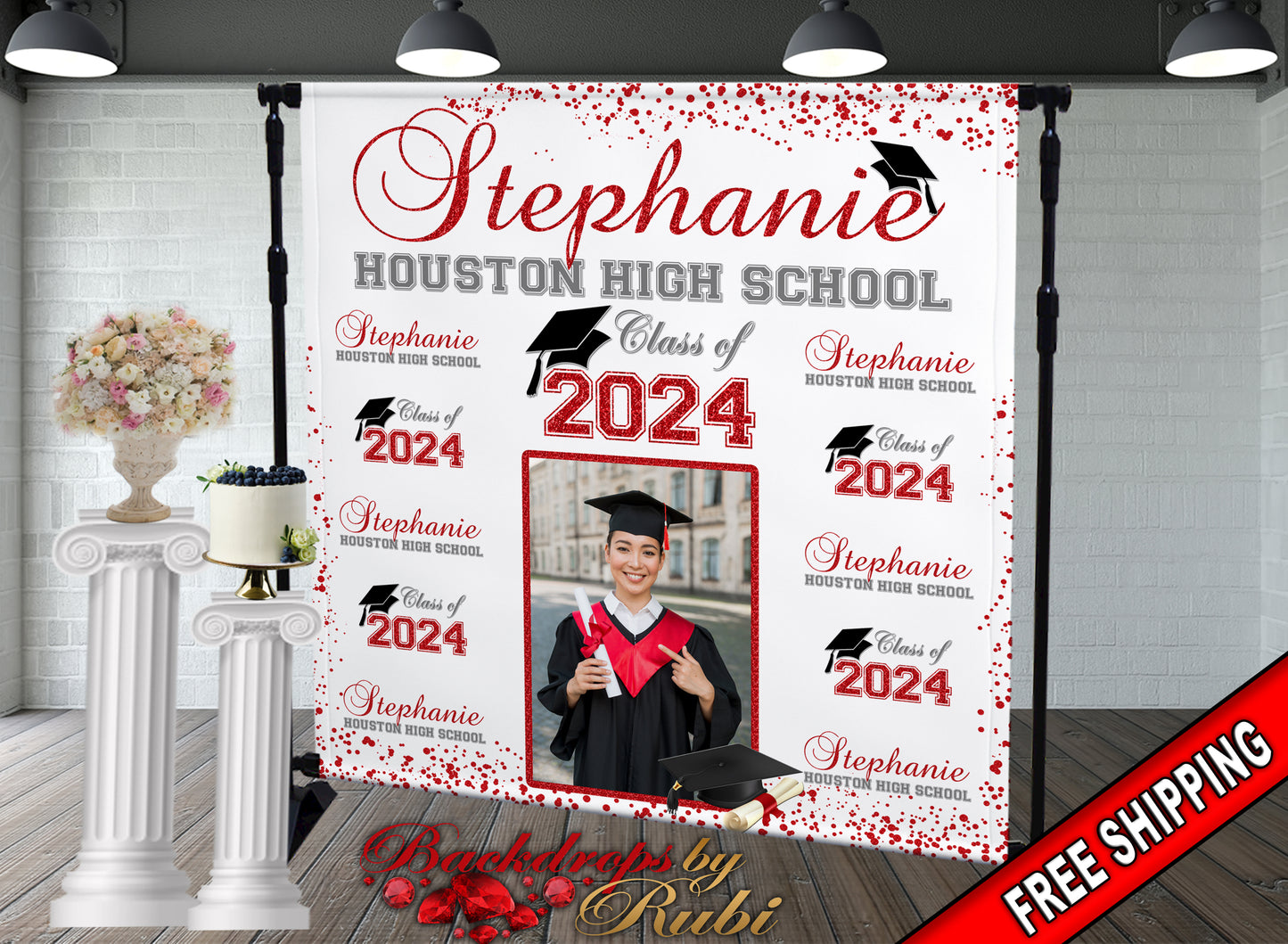 Graduation Backdrop, Sweet 16, Graduation Photo Booth, Class of 2024 Backdrop, Class of 2024 Step and Repeat, Graduation Senior Prom Banner, Class of 2024