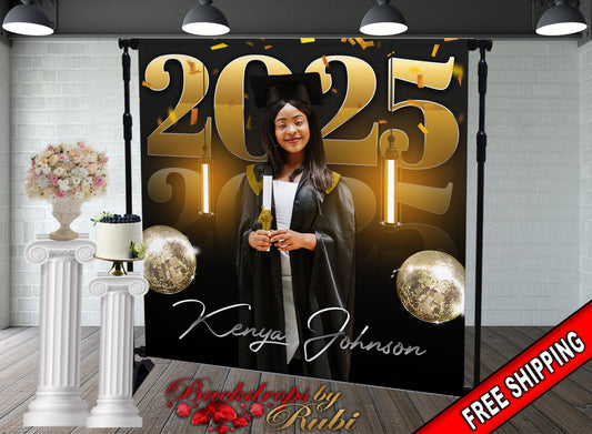Graduation Backdrop, Sweet 16, Graduation Photo Booth, Class of 2025 Backdrop, Class of 2025 Step and Repeat, Graduation Senior Prom Banner