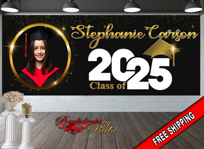 Graduation Banner, Graduation Garage Banner, Class of 2025 Banner, Class of 2025 Photo Banner, Graduation Senior Prom Banner, Graduation