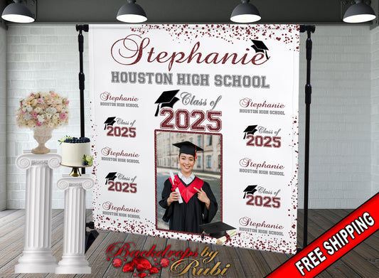 Graduation Backdrop, Sweet 16, Graduation Photo Booth, Class of 2025 Backdrop, Class of 2025 Step and Repeat, Graduation Senior Prom Banner