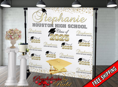 Graduation Backdrop, Sweet 16, Graduation Photo Booth, Class of 2025 Backdrop, Class of 2025 Step and Repeat, Graduation Senior Prom Banner, Class Of 2025