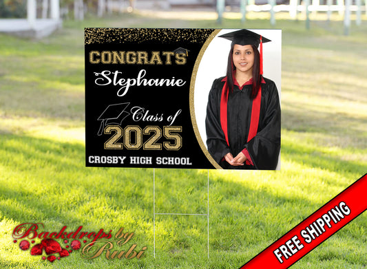 Graduation Yard Sign, Graduation Yard Sign with H-Stake, Graduation Sign, Class of 2025 Yard Sign, Senior Yard Sign, High School Yard Sign