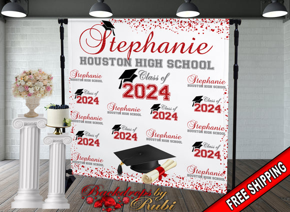 Graduation Backdrop, Sweet 16, Graduation Photo Booth, Class of 2024 Backdrop, Class of 2024 Step and Repeat, Graduation Senior Prom Banner, Class of 2024