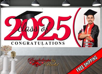 Graduation Banner, Graduation Garage Banner, Class of 2025 Banner, Class of 2025 Photo Banner, Graduation Senior Prom Banner, Graduation