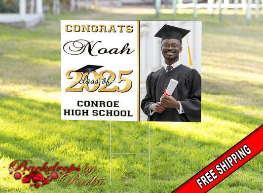 Graduation Yard Sign, Graduation Yard Sign with H-Stake, Graduation Sign, Class of 2025 Yard Sign, Senior Yard Sign, High School Yard Sign