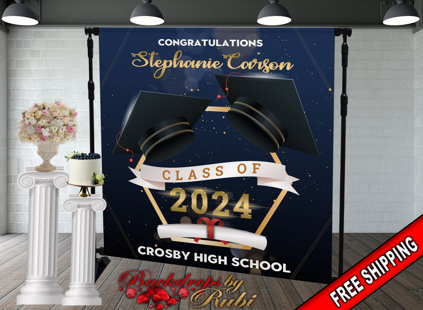 Graduation Backdrop, Prom, Graduation Photo Booth, Class of 2024 Backdrop, Class of 2024 Step and Repeat, Graduation Senior Prom Banner, Class of 2024