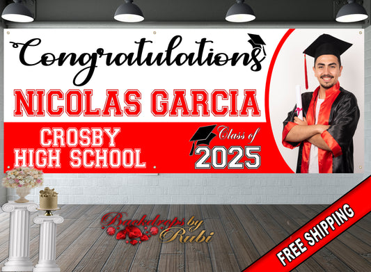 Graduation Banner, Graduation Garage Banner, Class of 2025 Banner, Class of 2025 Photo Banner, Graduation Senior Prom Banner, Graduation