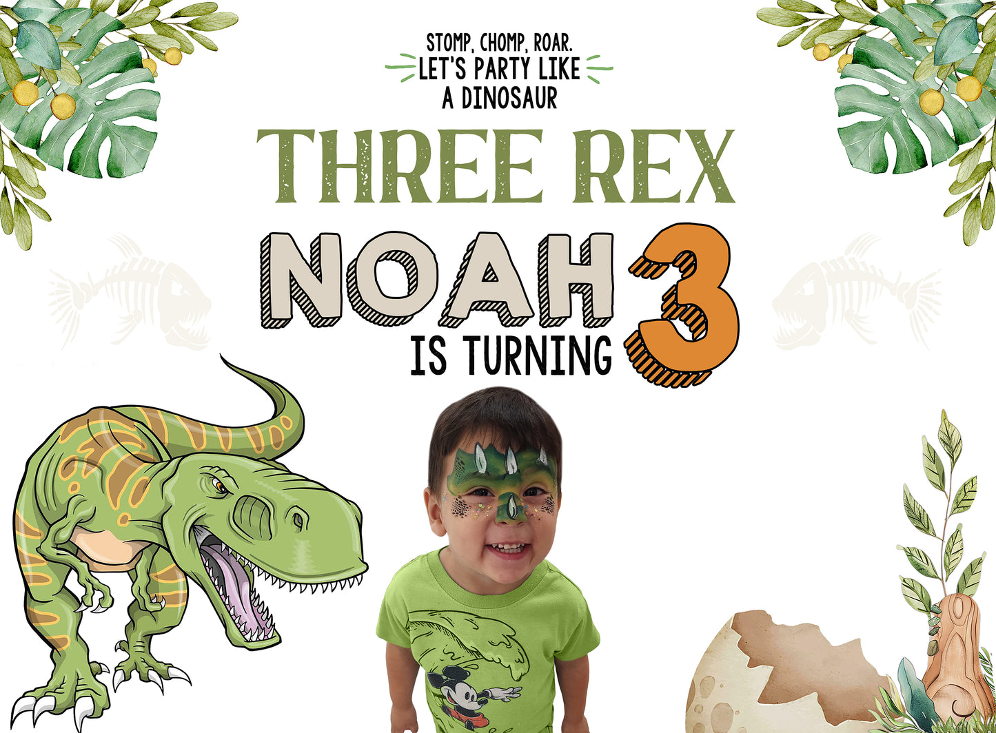 Dinosaur Backdrop, Dinosaur Photo Backdrop, Three Rex Birthday Backdrop, Three Rex Backdrop, Dinosaur Theme Birthday Backdrop, Three Rex