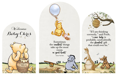 Arched Winnie the Pooh Banner, Arched Chiara Winnie the Pooh Banner, Winnie the Pooh Baby Shower Backdrop, Chiara Winnie the Pooh Backdro