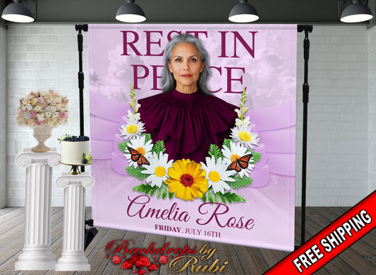 Memorial Backdrop, Funeral Backdrop, In Loving Memory backdrop, Memorial Banner, Happy Heavenly Birthday, Memorial Photo Backdrop, Memorial