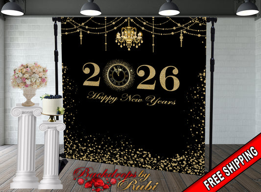 New Year's Eve Party Photo Booth, New Year's Backdrop, New Year's Banner, 2026 Backdrop, 2026 Banner, New Years, Holiday Backdrops, 2026