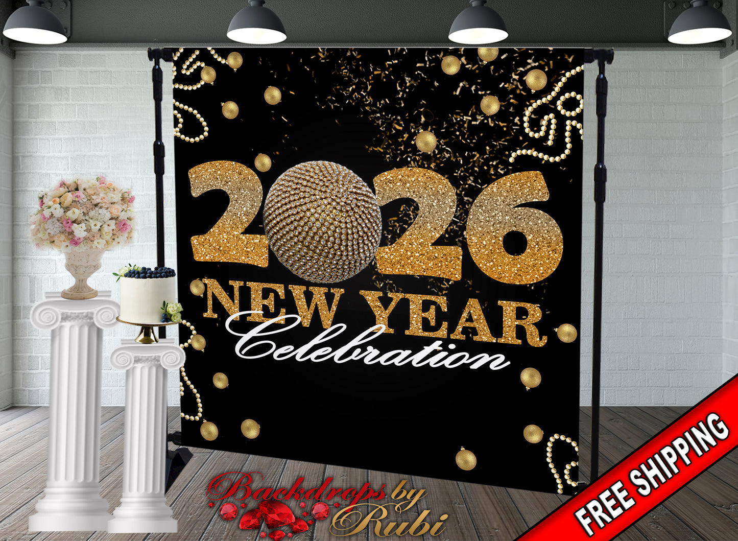 New Year's Eve Party Photo Booth, New Year's Backdrop, New Year's Banner, 2026 Backdrop, 2026 Banner, New Years, Holiday Backdrops, 2026