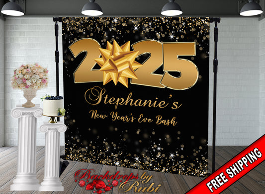 New Year's Eve Party Photo Booth, New Year's Backdrop, New Year's Banner, 2025 Backdrop, 2025 Banner, New Years, Holiday Backdrops, 2025