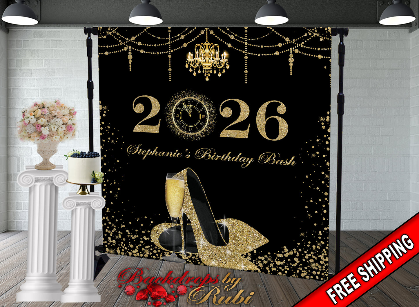 New Year's Step and Repeat Backdrop, New Year's Backdrop, New Year's Banner, 2026 Backdrop, 2026 Banner, New Years, Holiday Backdrops, 2026