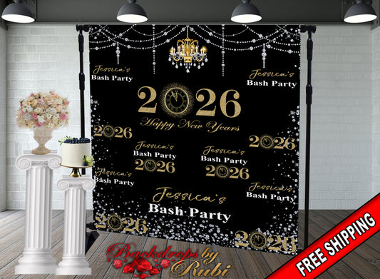 New Year's Step and Repeat Backdrop, New Year's Backdrop, New Year's Banner, 2026 Backdrop, 2026 Banner, New Years, Holiday Backdrops, 2026
