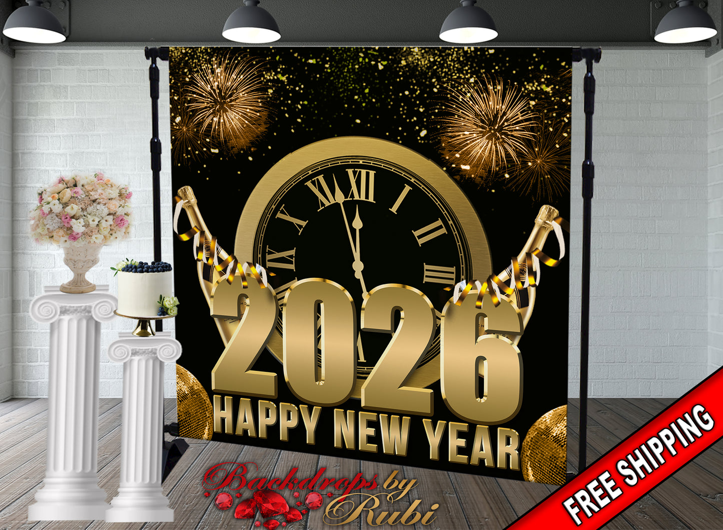 New Year's Eve Party Photo Booth, New Year's Backdrop, New Year's Banner, 2026 Backdrop, 2026 Banner, New Years, Holiday Backdrops, 2026