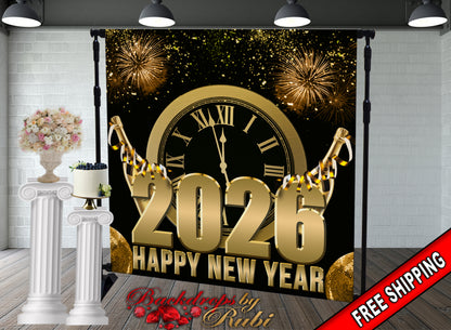 New Year's Eve Party Photo Booth, New Year's Backdrop, New Year's Banner, 2026 Backdrop, 2026 Banner, New Years, Holiday Backdrops, 2026