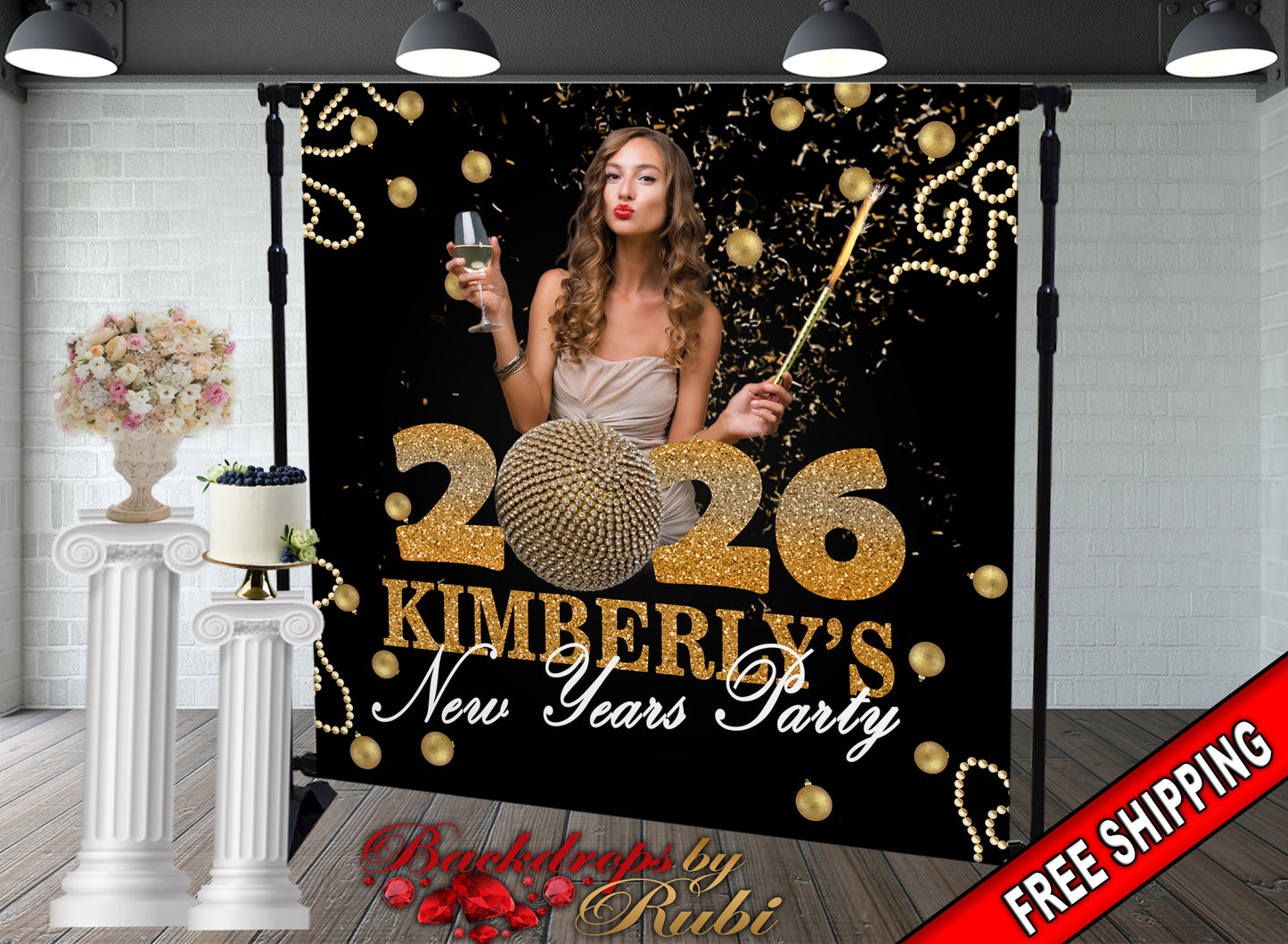 New Year's Eve Party Photo Booth, New Year's Backdrop, New Year's Banner, 2026 Backdrop, 2026 Banner, New Years, Holiday Backdrops, 2026