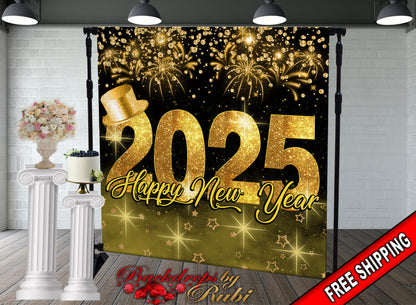 New Year's Eve Party Photo Booth, New Year's Backdrop, New Year's Banner, 2025 Backdrop, 2025 Banner, New Years, Holiday Backdrops, 2025