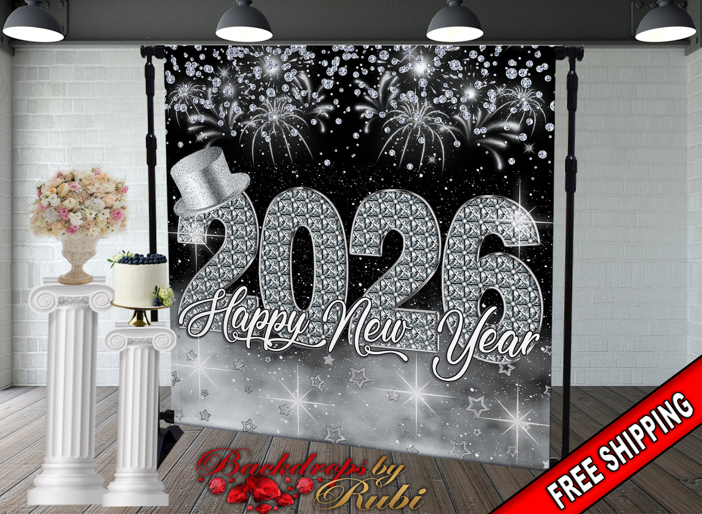 New Year's Eve Party Photo Booth, New Year's Backdrop, New Year's Banner, 2026 Backdrop, 2026 Banner, New Years, Holiday Backdrops, 2026