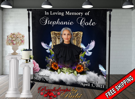 Memorial Backdrop, Funeral Backdrop, In Loving Memory backdrop, Memorial Banner, Happy Heavenly Birthday, Memorial Photo Backdrop, Memorial