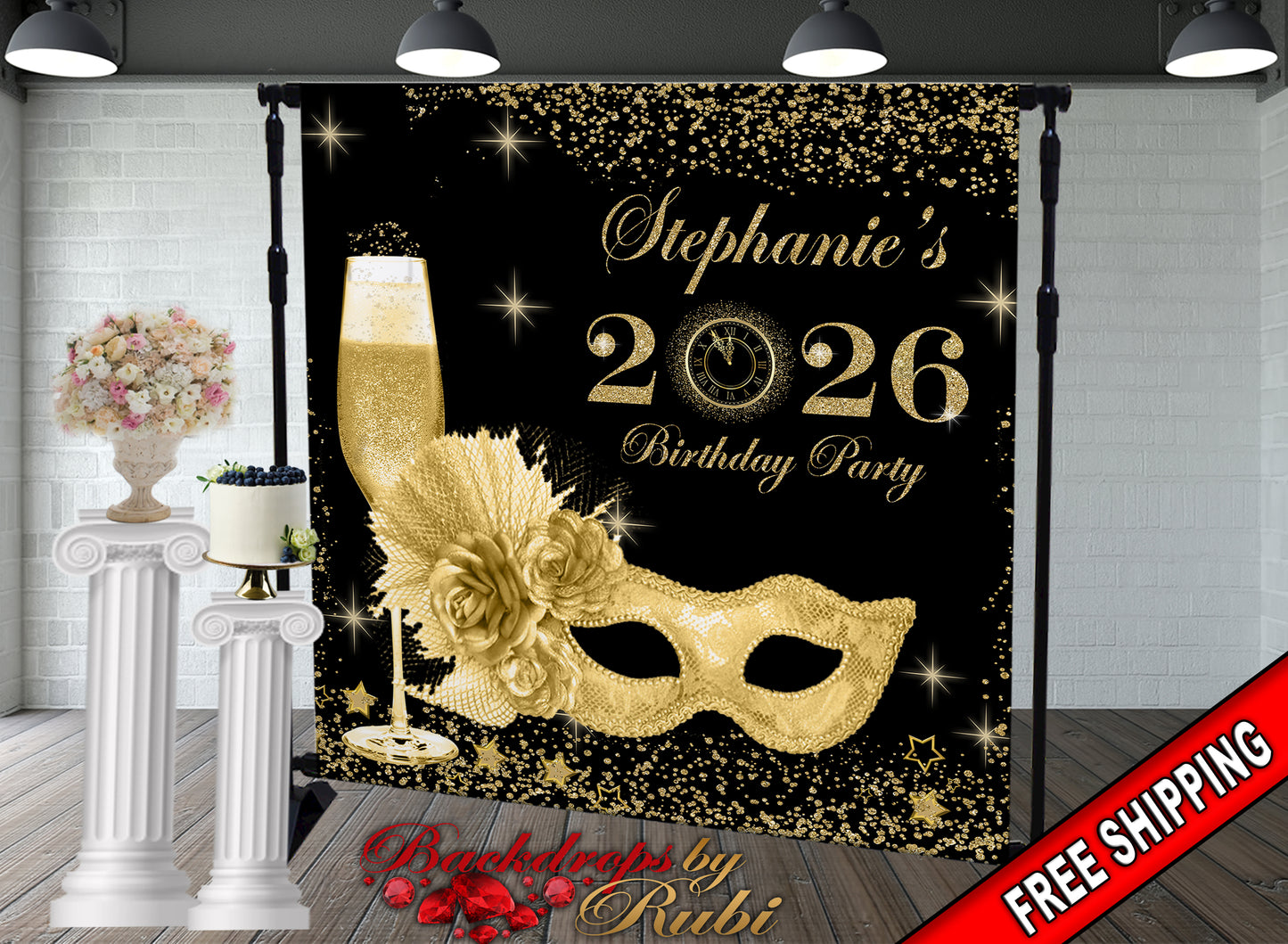 New year's Masquerade Backdrop, New year's Backdrop, New year's Banner, 2026 Backdrop, 2026 Banner, New years, Masquerade Backdrops