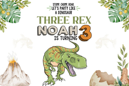 Dinosaur Backdrop, Dinosaur Photo Backdrop, Three Rex Birthday Backdrop, Three Rex Backdrop, Dinosaur Theme Birthday Backdrop, Three Rex