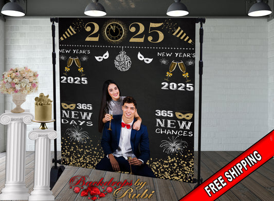 New Year's Eve Party Photo Booth, New Year's Backdrop, New Year's Banner, 2025 Backdrop, 2025 Banner, New Years, Holiday Backdrops, 2025