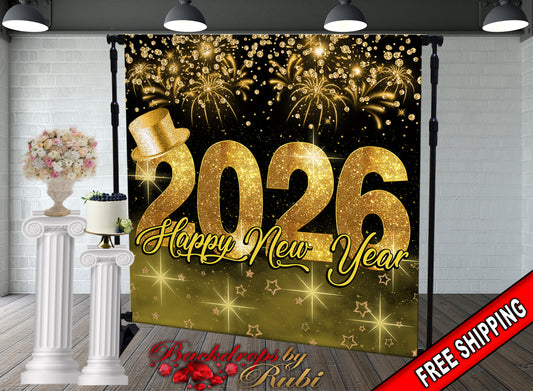 New Year's Eve Party Photo Booth, New Year's Backdrop, New Year's Banner, 2026 Backdrop, 2026 Banner, New Years, Holiday Backdrops, 2026