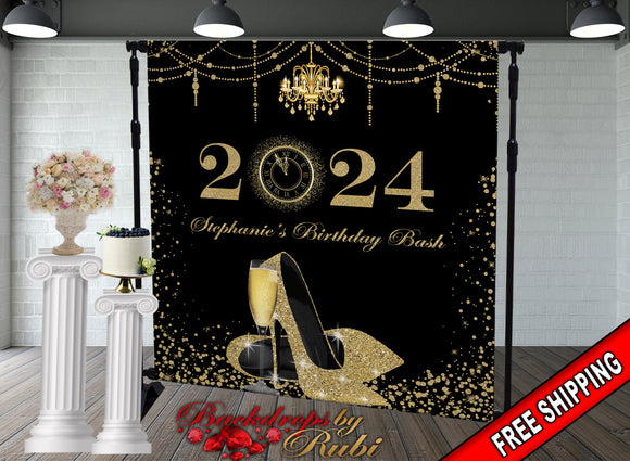 New Year's Eve Party Photo Booth, New Year's Backdrop, New Year's Banner, 2024 Backdrop, 2024 Banner, New Years, Holiday Backdrops, 2024