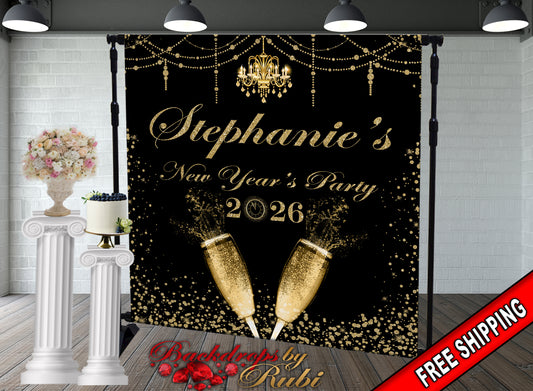 New Year's Step and Repeat Backdrop, New Year's Backdrop, New Year's Banner, 2026 Backdrop, 2026 Banner, New Years, Holiday Backdrops, 2026