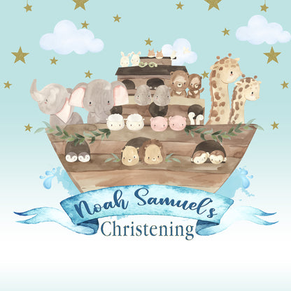 Noah's Ark, Noah's Ark Babyshower, Noah's Ark Baby Sprinkle, Noah's Ark Theme, Baptism Backdrop, Baptism Banner, Communion Backdrop, Communion Banner, First Communion Backdrop, Floral Baptism, Christening Backdrop, Noah's Ark Backdrop,