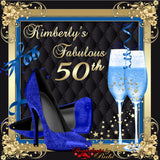 High Heels Backdrop, High Heels Birthday Backdrop, High Heel Shoe Stiletto Backdrop, Fabulous Birthday Backdrop, High Heels Glitter Blue