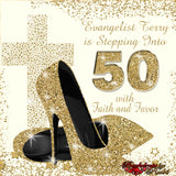 High Heels Cross, Birthday Backdrop, High Heels Gold Backdrop, Birthday Party Background, 50th Birthday Step and Repeat, High Heels Glitter
