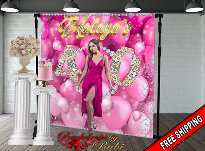 Birthday Backdrop, Custom Photo Birthday Backdrop, 21st Birthday Backdrop, Prom Backdrop, Birthday Banner, Photo Birthday Backdrop, 50th