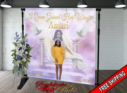 Memorial Backdrop, Funeral Backdrop, In Loving Memory backdrop, Memorial Banner, Happy Heavenly Birthday, Memorial Photo Backdrop, Memorial