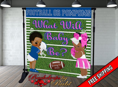 Baby Football  Backdrop,  Football Backdrop, Baby Shower Football Backdrop, Touchdown Football backdrop, Football or PomPoms Backdrop