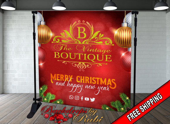 Christmas Backdrop, Christmas Banner, Christmas Photo Booth, Holiday Backdrops, Merry Christmas Backdrop, Christmas Logo Backdrop, Christmas
